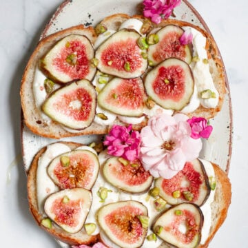 Whipped Ricotta Toast with Figs and Edible Flowers
