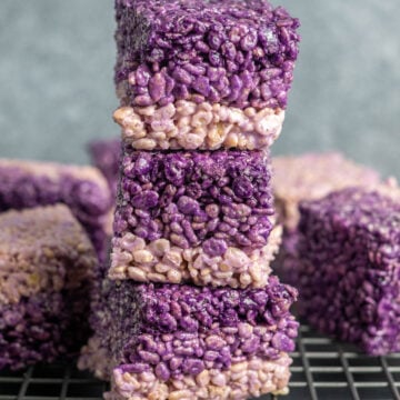 Ombré Ube Rice Krispies Treats Stacked