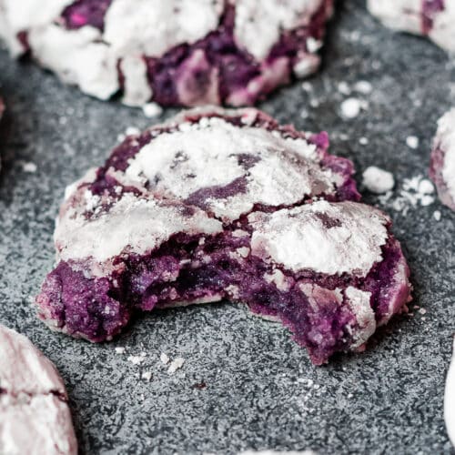 Ube Crinkle Cookies with a Bite