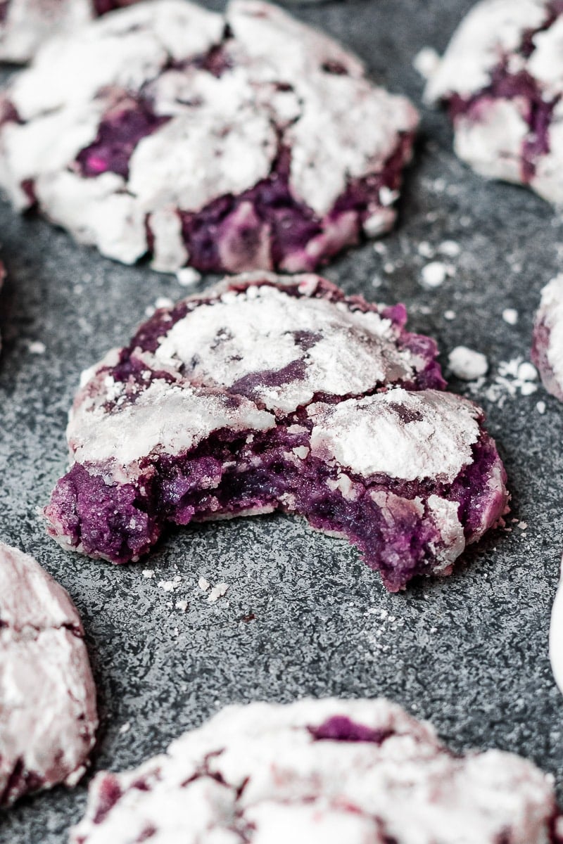 Ube Crinkle Cookies with Coconut Marshmallow Filling