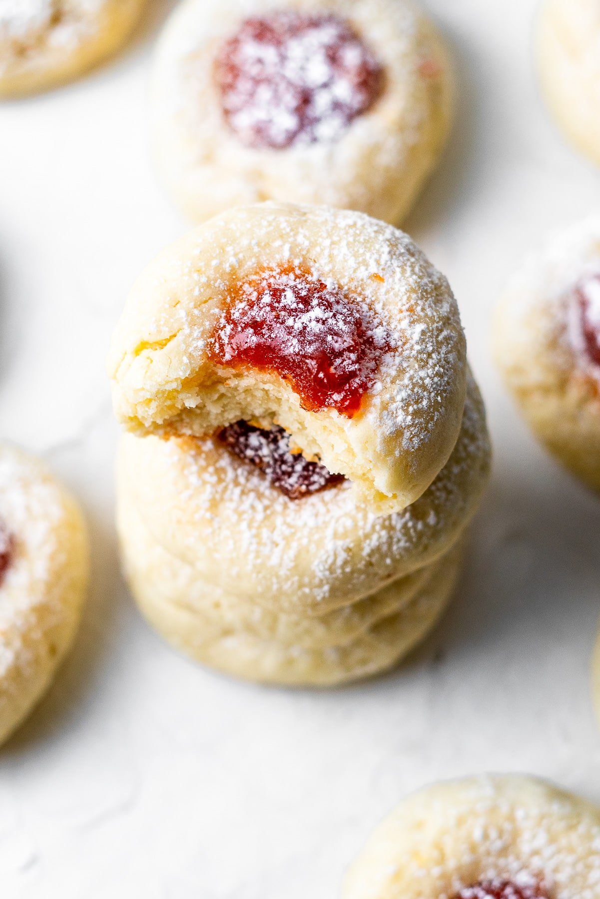 Guava Cream Cheese Thumbprint Cookies Stacked