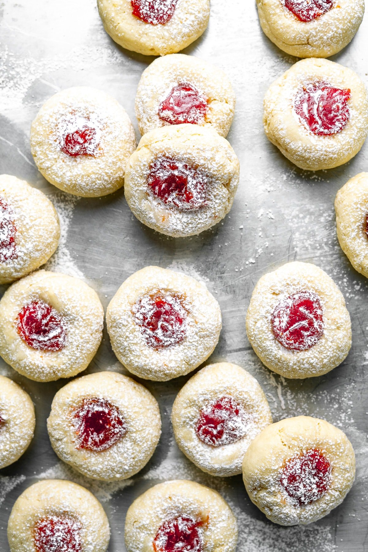 Guava Cream Cheese Cookies in a metal sheet Pan