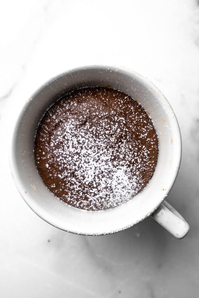 nutella lava mug cake baked in a mug