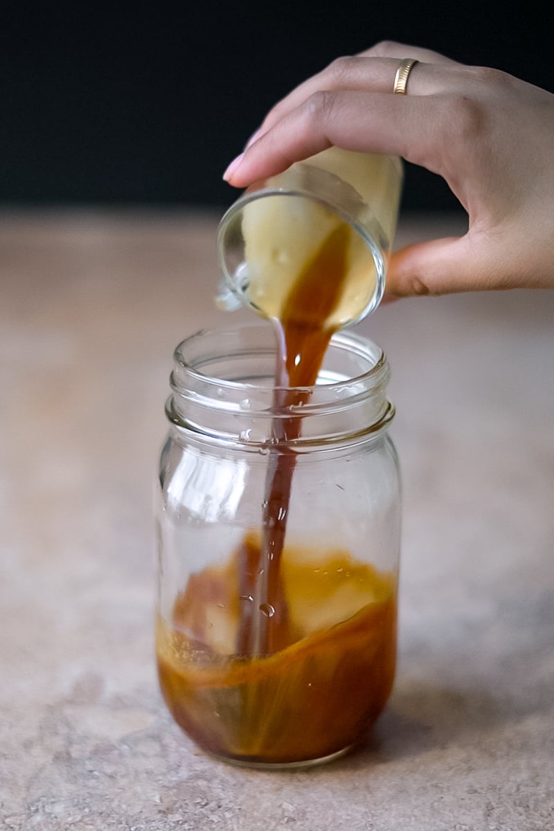 Pouring an Espresso Shot into a mason jar