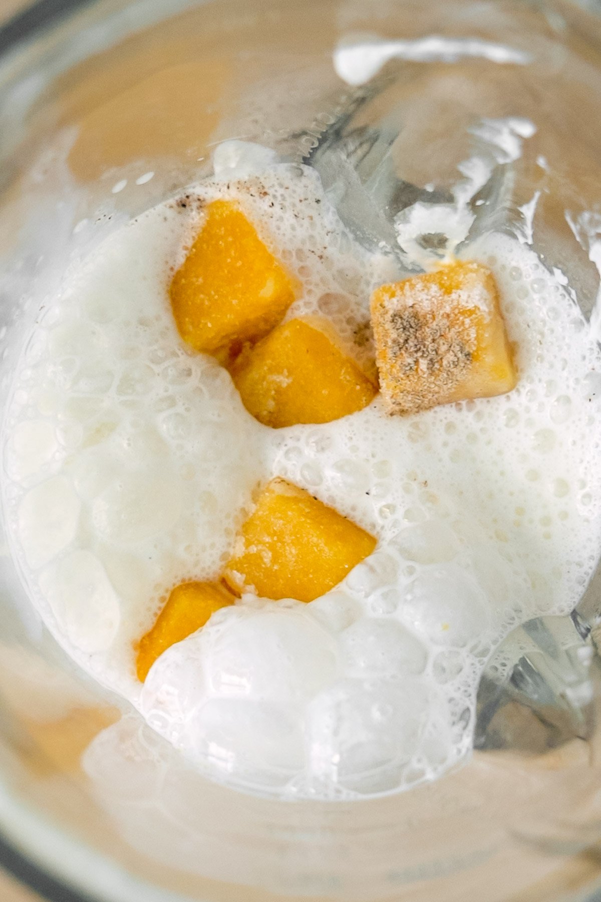 Mango Lassi Ingredients in a Blender