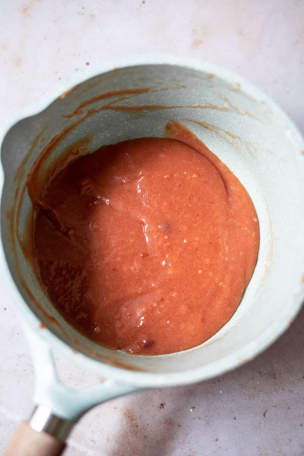guava cheese glaze in a sauce pan