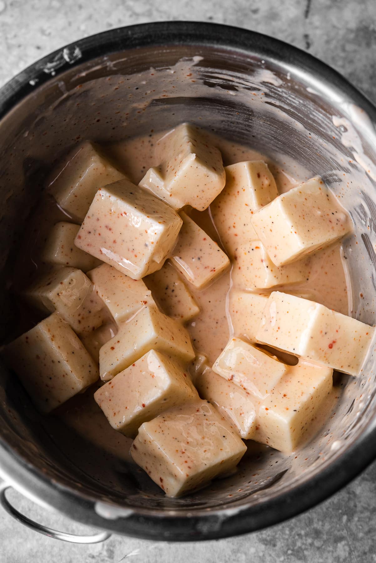 cubed paneer tossed in a light batter