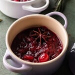 mini cocotte with cranberry sauce with cocotte
