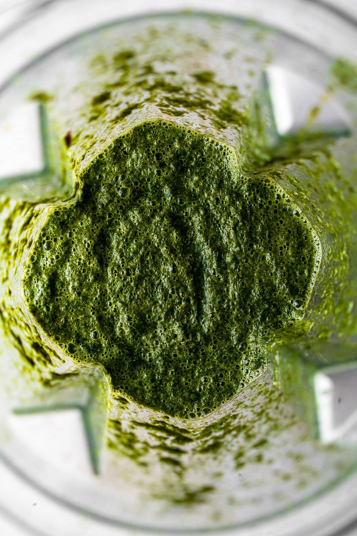 blended swiss chard in a vitamix blender