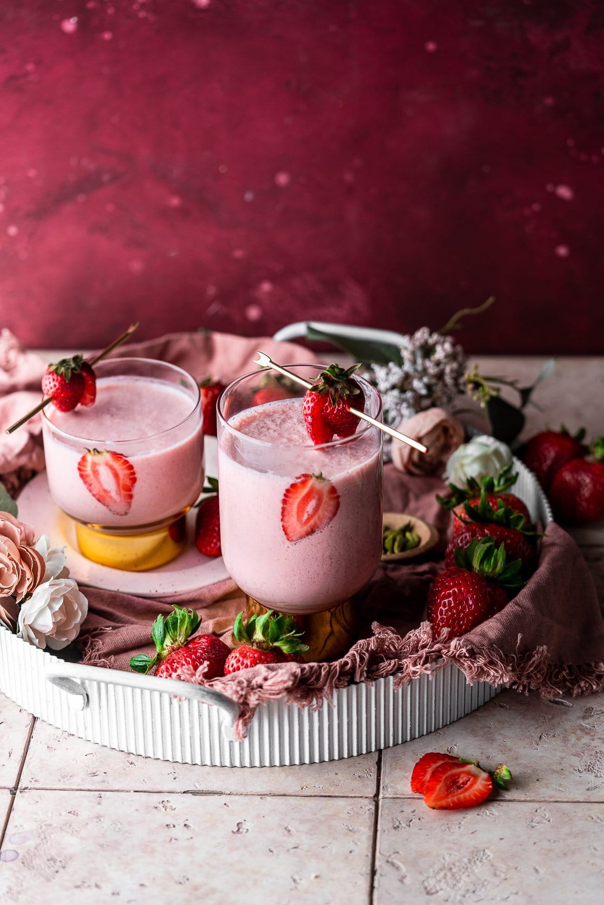 Refreshing Strawberry Lassi - Piping Pot Curry