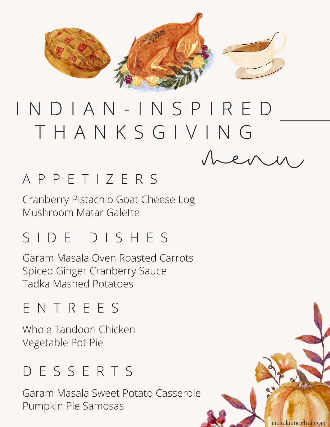 Indian Thanksgiving Recipes (+Dinner Menu) - Piping Pot Curry