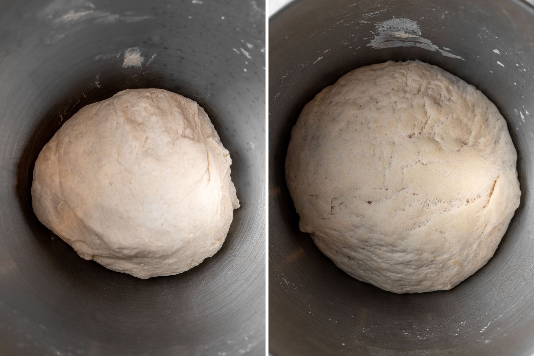 College of naan dough in a bowl and then risen.