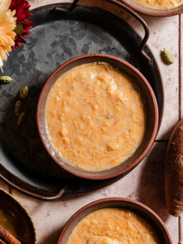 Sweet Potato Vermicelli Pudding in dessert bowls.