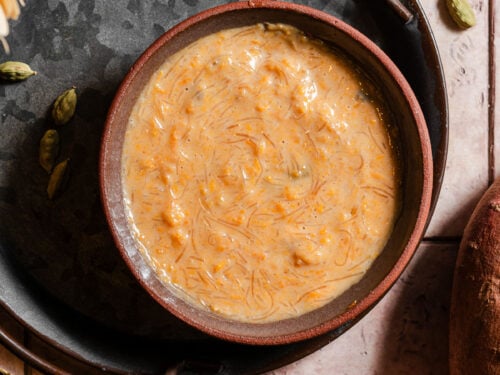 Sweet Potato Vermicelli Pudding in dessert bowls.