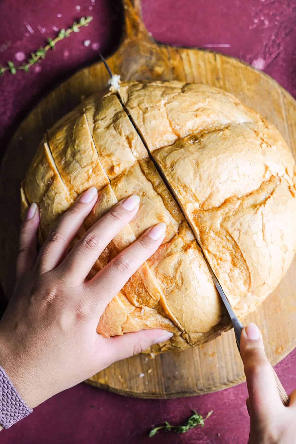 Sliced sourdough bread.