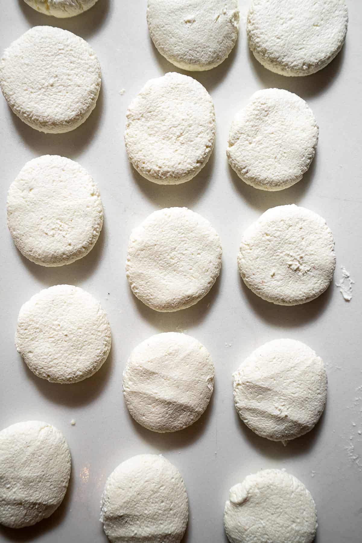 Chenna shaped into round disc-type dumplings.