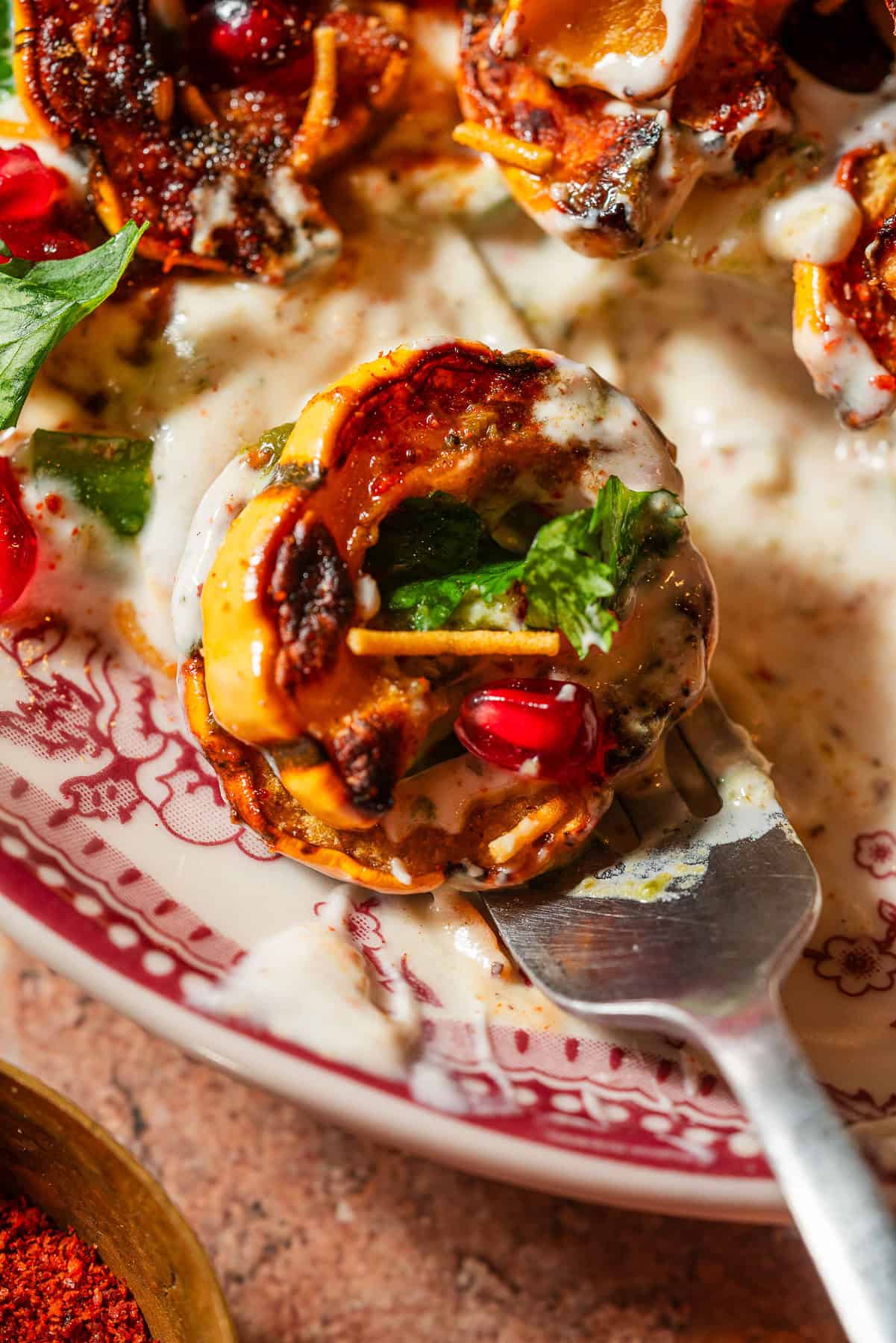 The perfect bite of delicata squash bite.