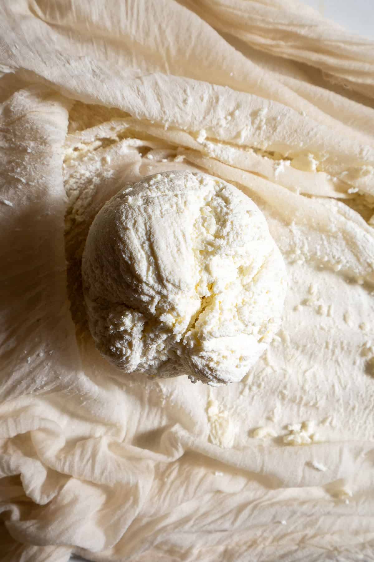 A big ball of drained chenna.