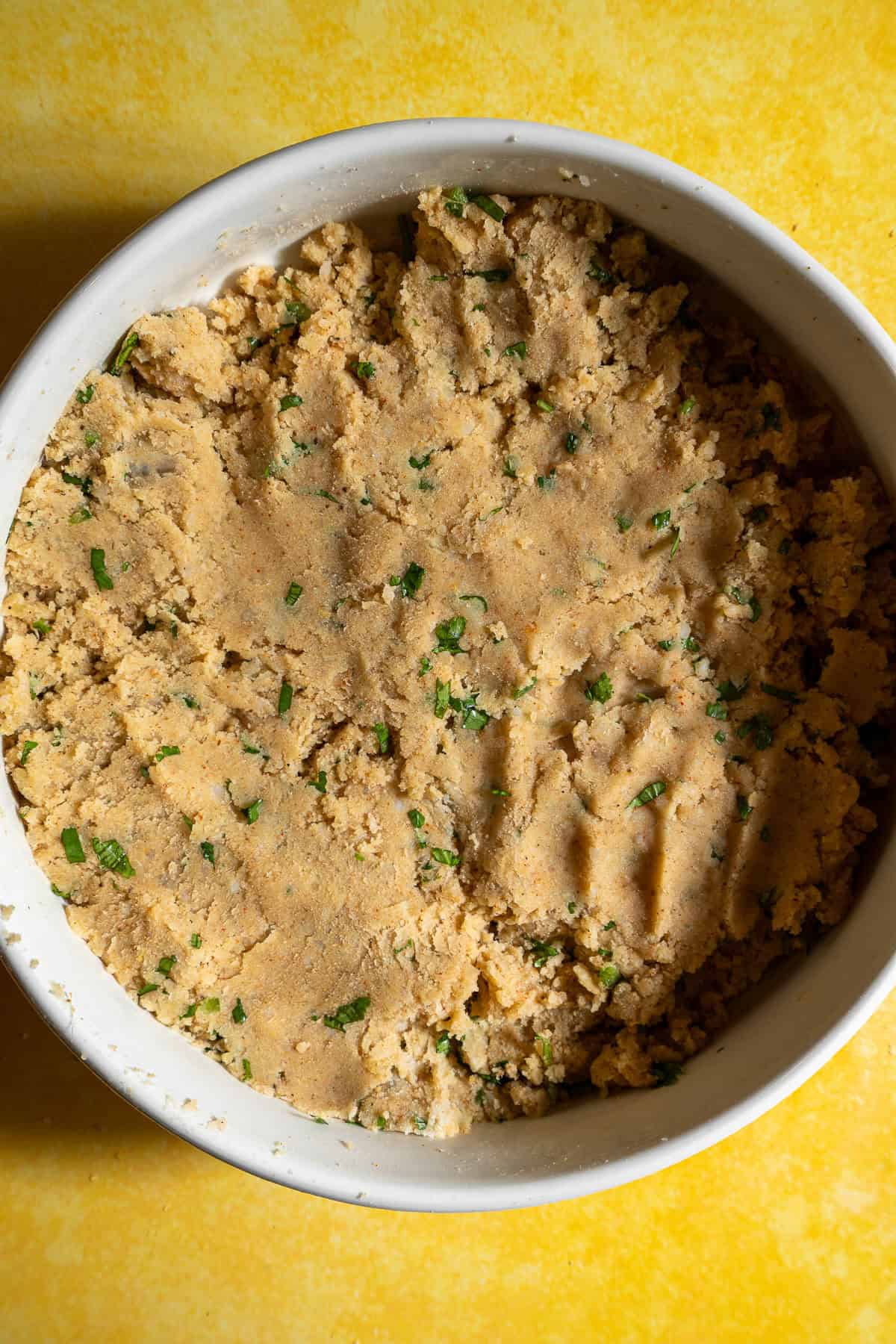 Mashed Potatoes tossed with spices and cilantro.