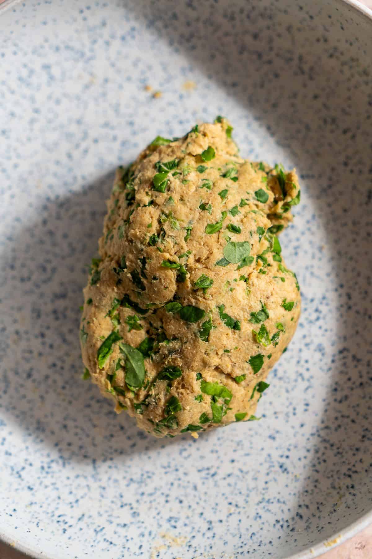 Methi paratha dough, kneaded.